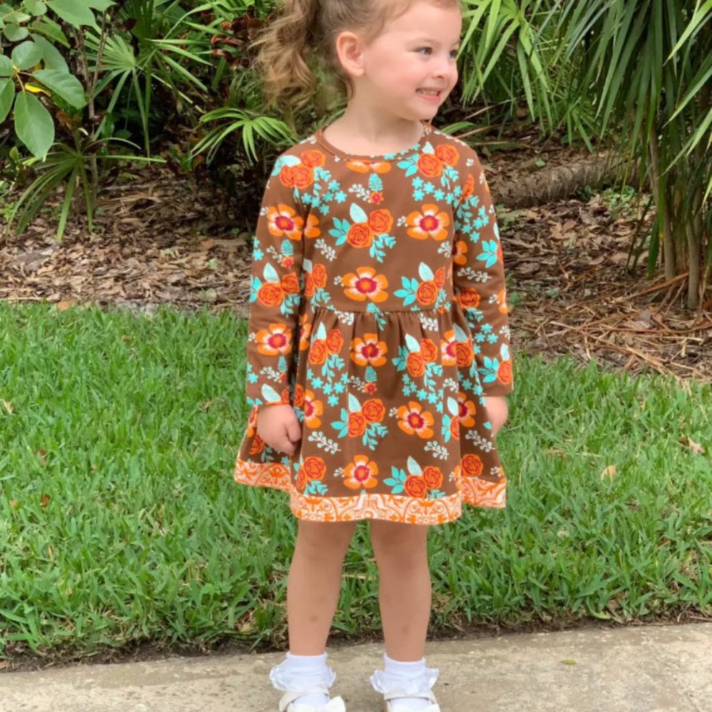 Autumn Garden Floral Boutique Dress for Girls